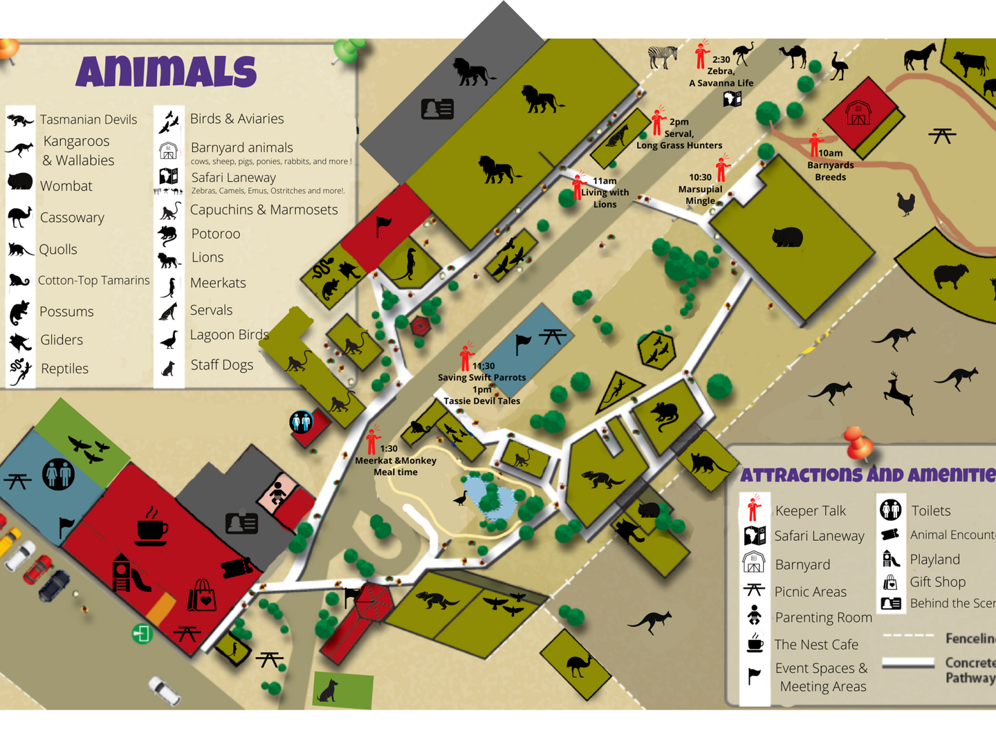 Horbert Map Map of Hobart Zoo & Aquarium